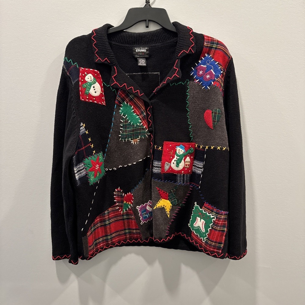 Designers Original Stidio Joy Black Christmas Sweater Sz 2xl Euc‎